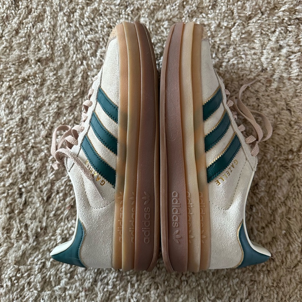 Adidas Gazelle Cream and Green Sneakers